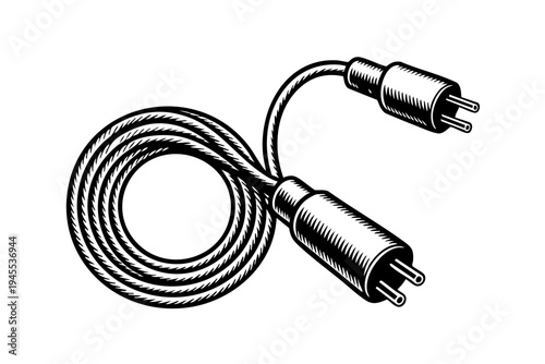 Extension cord vintage engraving illustration black and white drawing
