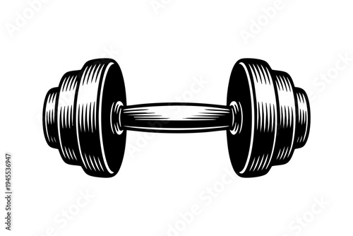 Dumbbell vintage engraving illustration black and white drawing