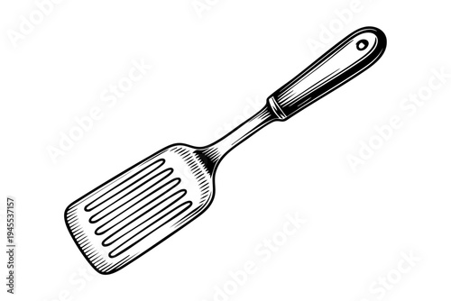 Spatula vintage engraving illustration black and white drawing