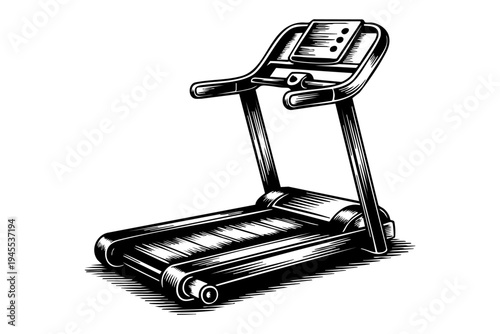 Treadmill vintage engraving illustration black and white drawing