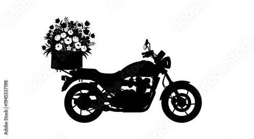 Motorcycle with flowers on back.
