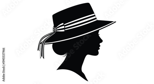 Vector silhouette of woman wearing hat