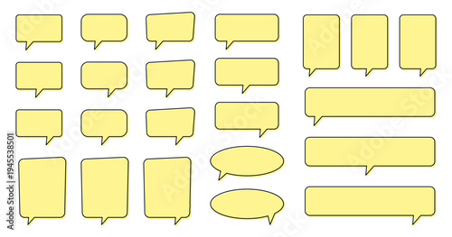 Yellow Speech Bubble Icons for Chat, Messaging and Interface Design