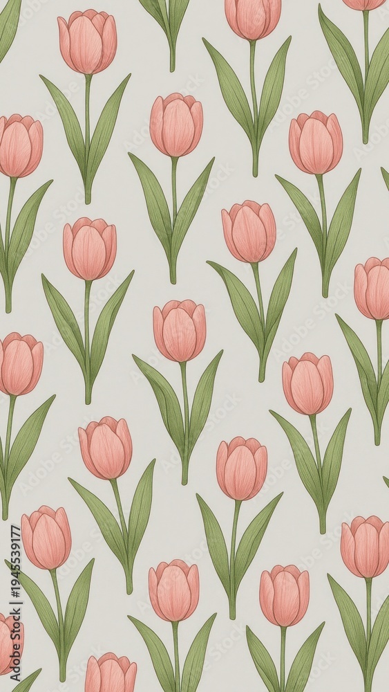 Obraz premium Elegant tulip floral pattern mobile wallpaper