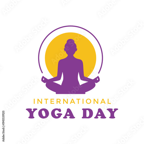 International yoga day modern logo design vector