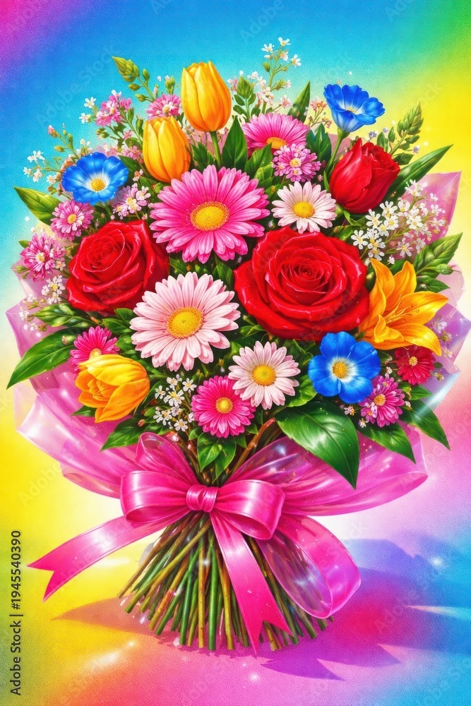 Fototapeta premium Vibrant floral bouquet wallpaper