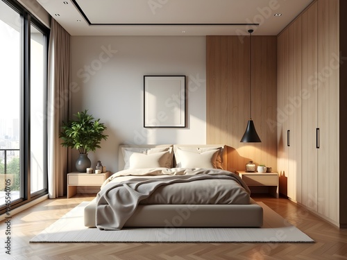 Stylish Bedroom Setting with Bed