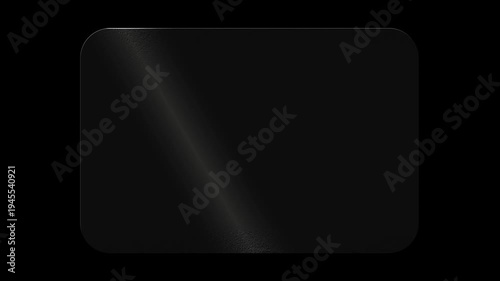 Dark frosted glass panel with rounded corners on black background. Modern UI mockup template
