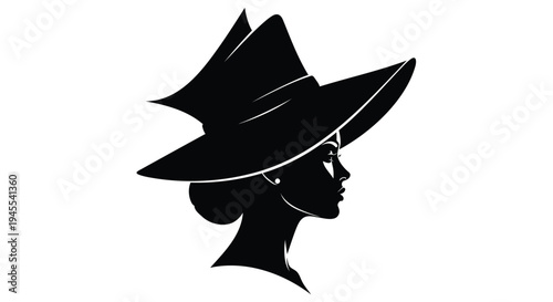 Vector silhouette of woman wearing hat