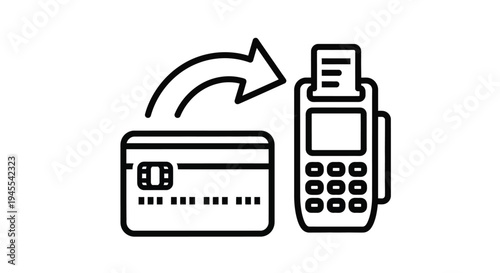 Vector graphic illustration of a credit card being used with a payment terminal