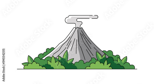 Illustration of a volcano erupting with smoke.