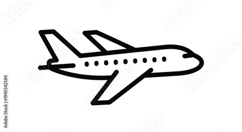 Simple vector illustration of an airplane in black outline on white background