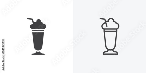 Milk shake icon vector sign symbol isolated on white. Stroke and clipart style