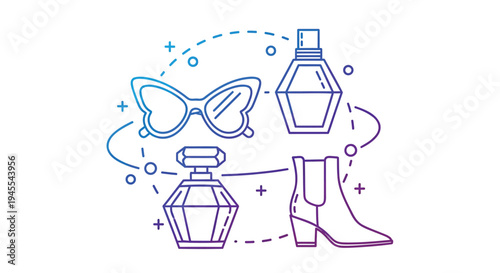 Set of 4 fashion icons vector, beauty and accessories