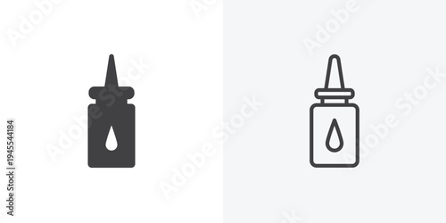 Nasal spray bottle icon vector sign symbol isolated on white. Stroke and clipart style