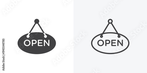 Open signs vector sign symbol isolated on white. Stroke and clipart style