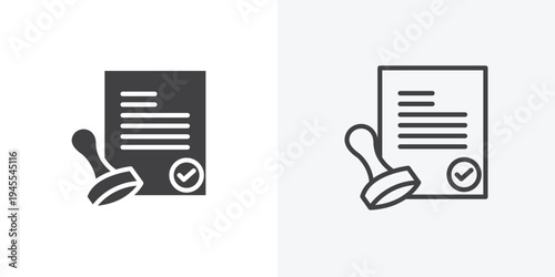 Permit icon vector sign symbol isolated on white. Stroke and clipart style