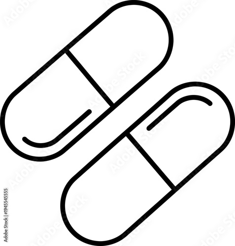 Two capsule pills icon, medicine tablets for pain relief or treatment, healthcare symbol, health care, medicine tablet