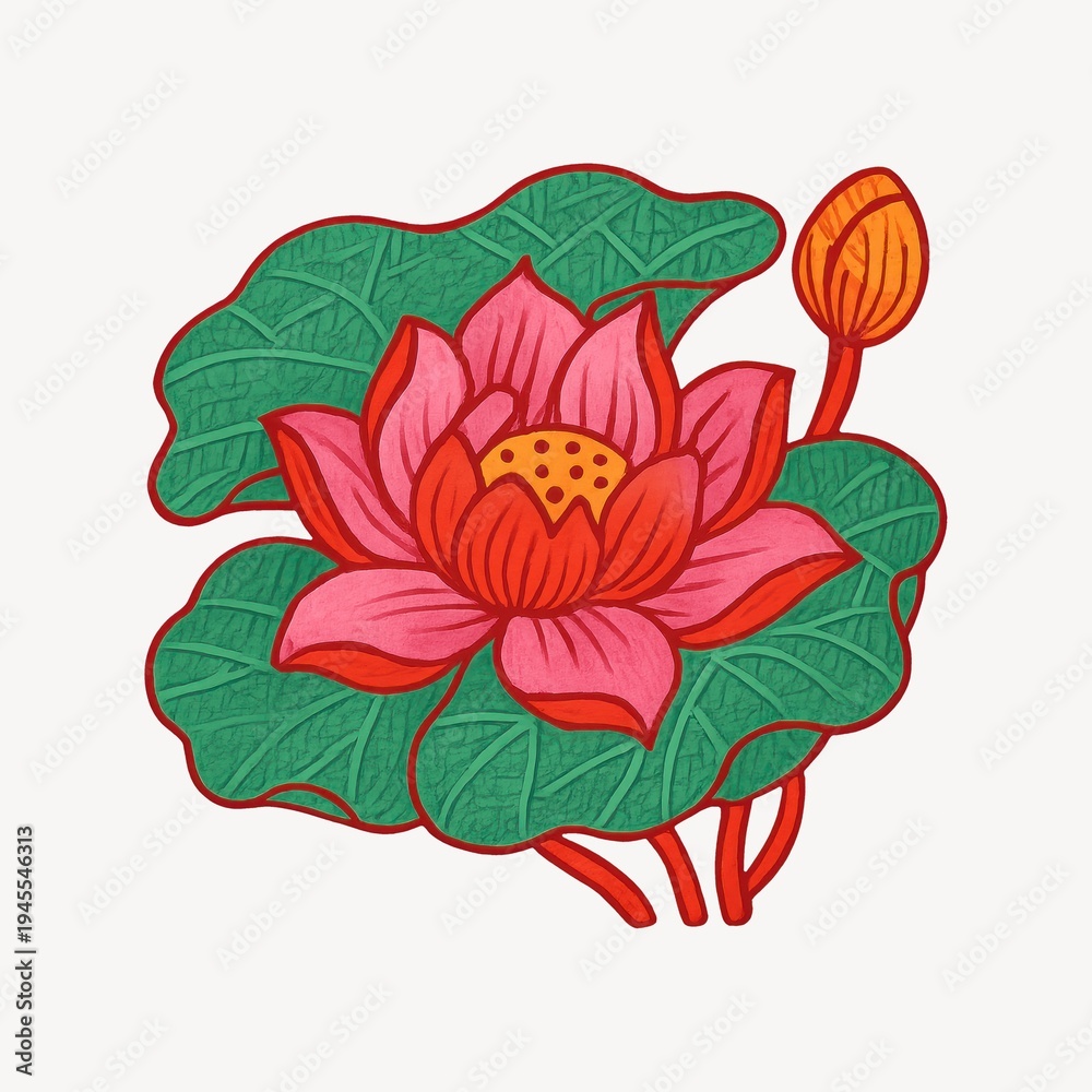 Fototapeta premium Vibrant lotus flower illustration