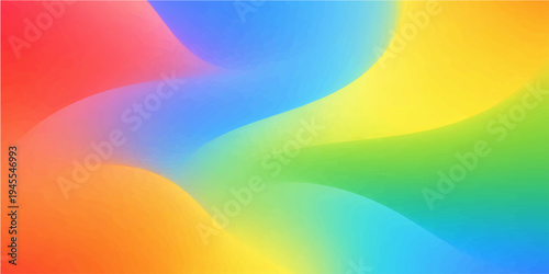 This abstract rainbow background features a colorful wave pattern with a bright spectrum of light and artistic shapes, creating a vibrant vector illustration backdrop for a modern wallpaper design