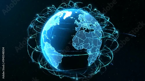 Global Network Connections Around Earth.