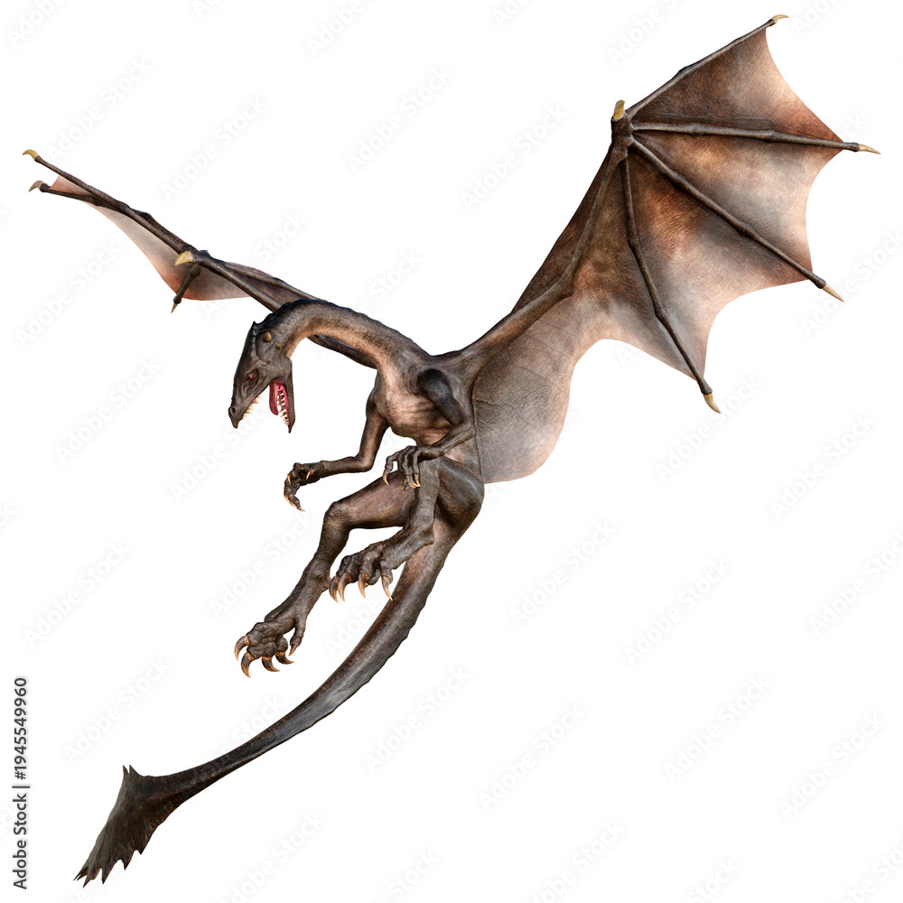 Fototapeta premium 3D Rendering Fairy Tale Dragon on White