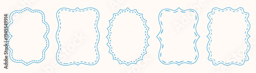 Vintage decorative frames collection with ornamental shapes and stitched line details. Elegant hand drawn borders perfect for invitations, greeting cards, labels, packaging, posters, scrapbooking and 