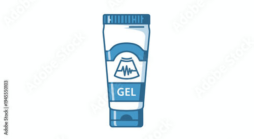 Medical Ultrasound Gel Tube Illustration with Heartbeat Symbol.