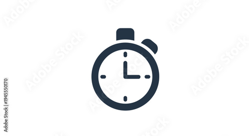 Simple Black and White Stopwatch Icon for Time Management.