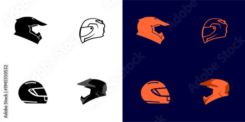 helm. helmet. motorcycle. motor sport. trail bike set of vector logo
