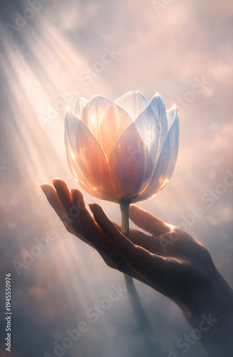 hand holding flower