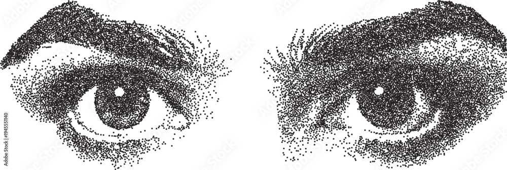 Fototapeta premium Eye y2k retro stipple art iris brutalist halftone vector png transparent, vision 2000s photocopy effect tattoo aesthetic