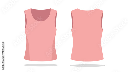 Vector illustration of a soft pink sleeveless top, showcasing both front and back views on a clean white background