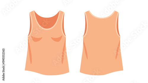 Simple peach colored women's tank top illustration displaying clear front and back views a versatile garment for summer comfort and everyday style a