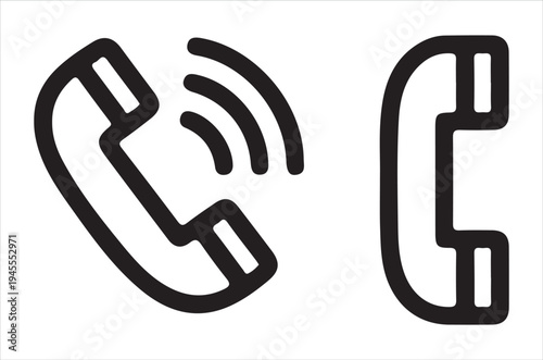 Simple black and white illustration of a vintage telephone handset