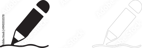 Pencil drawing a line. Vector icon.