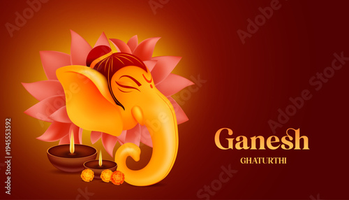 Lord Ganesha Spiritual Background with Golden Mandala Design