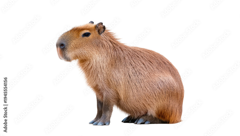 Fototapeta premium Isolated capybara, the world's largest rodent, standing gracefully with a calm expression