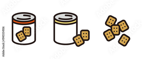缶と乾パンのアイコン。非常食。hardtack icon.