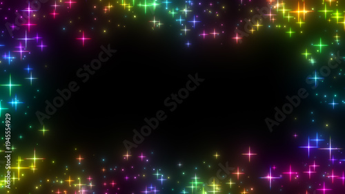 カラフルなキラキラ輝く光の枠のエフェクトの背景画像