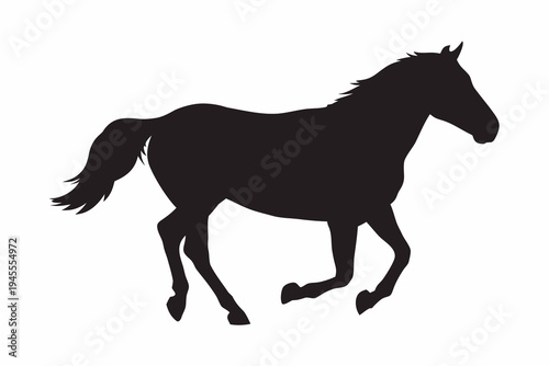 Black silhouette of a running horse - equine power and freedom