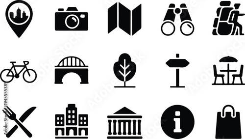 Set of 16 travel icons vector