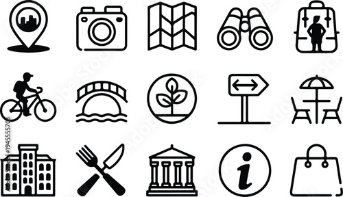 Set of 16 travel and tourism icons vector