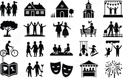 Set of 20 community icons vector