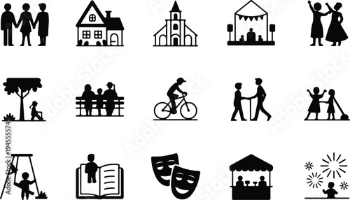 Set of 20 community icons vector
