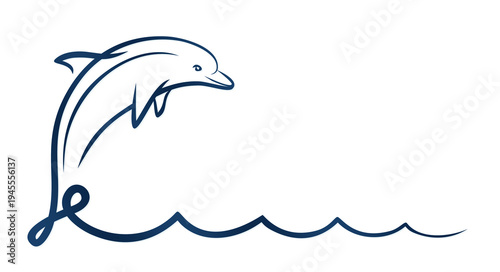 A dolphin in jump with sea wave.
