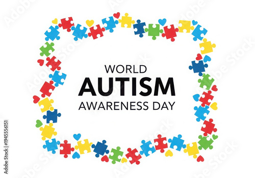 World autism awareness day logo with puzzle pieces