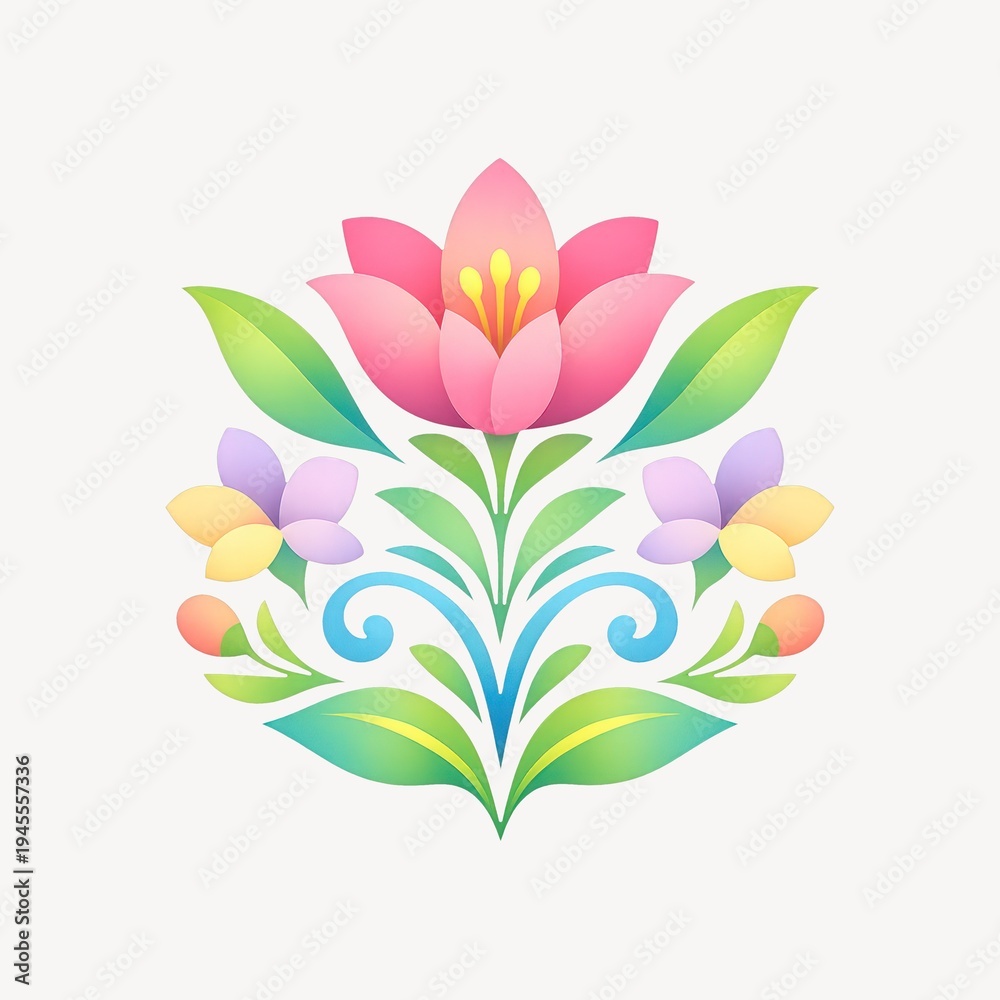Fototapeta premium Colorful floral decorative design.