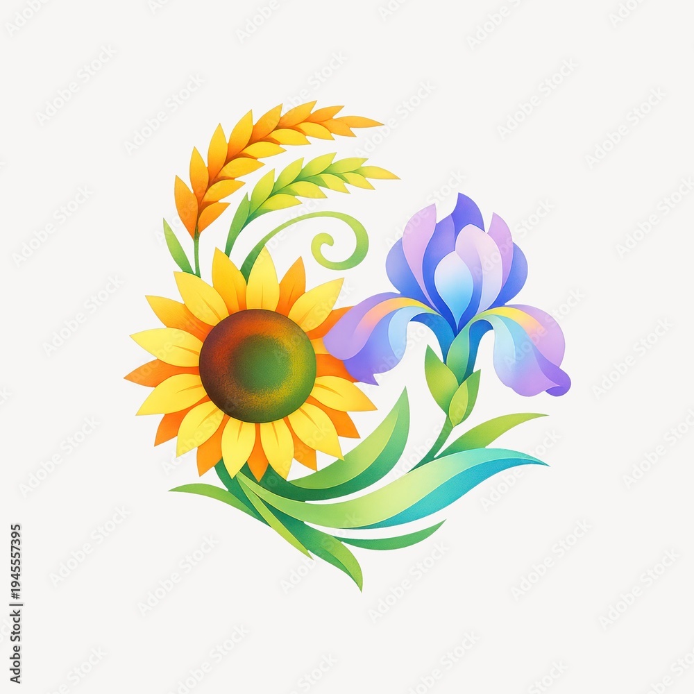 Fototapeta premium Vibrant floral design illustration.