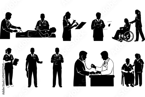 Medical and Healthcare Professionals Icon Set